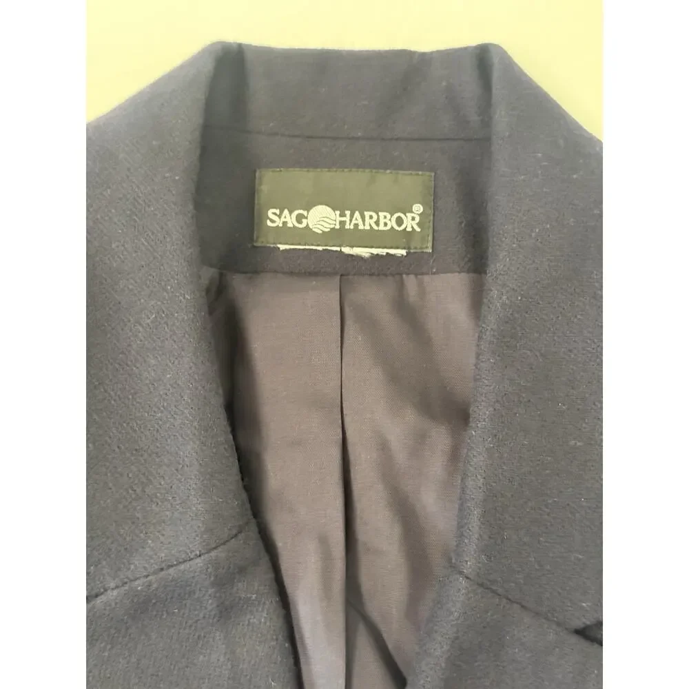 Sag Harbor Women’s Small Navy Blue 2 Piece Skirt Suit Gold Button Blazer